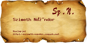 Szimeth Nándor névjegykártya